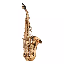 Saxofón Soprano Bb Mini, Latón Dorado, Estuche, Guantes, Pañ