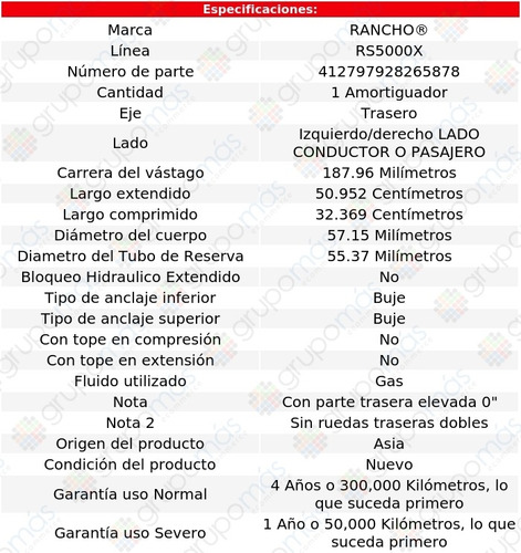 1 Amortiguador Conductor O Pasajero Tra Rs5000x G30 Van 70 Foto 3