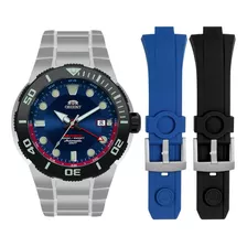 Relógio Orient Masculino Seatech Scuba Mergulho Titânio Cor Do Bisel Preto Cor Do Fundo Azul