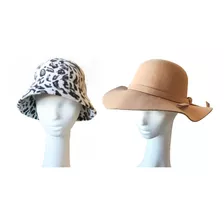 2 Sombreros Mujer Invierno Paño Piel Distintos Modelos