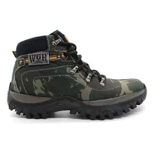 Botina Bota Masculina Camuflada Militar Trabalho Resistente