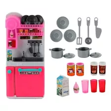 Brinquedo Pia Com Balcao Lava Louca Cozinha Divertida R3128 Cor Rosa