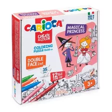 Rompecabezas Puzzle +12 Marcadores P/colorear Carioca Prince