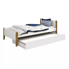 Cama Solt C/ Auxiliar Simba Branco Fosco/madeira Moveisaqui