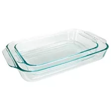 Pyrex Basics - Platos Para Hornear De Vidrio Oblongo, Juego.