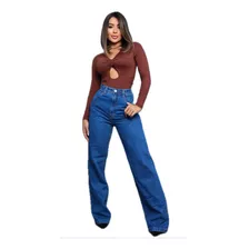 Calça Jeans Sal E Pimenta Wide Leg Escura