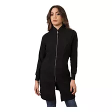 Jaleco Feminino Preto Rondu Punhos Zíper Gabardine Elastano