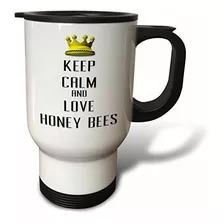 3drose Taza De Viaje Gold Crown Keep Calm & Love Honey Bees