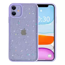 Funda Para iPhone 11(transparente Con Purpurina /violeta)