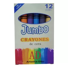 Crayones Artistica Dibu Jumbo De Cera Colores Caja X12