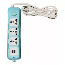 Alargador Zapatilla 3 Posiciones +2 Usb Todo Tipo De Enchufe