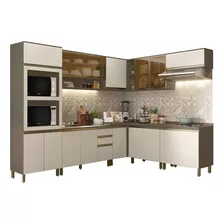 Cozinha Modulada Canto Torre Dupla 10pç Perfect Duna/cristal