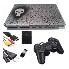 Play Station 2 - Ps2 Slim - Punisher Prateado - 12 Meses De Garantia - Vários Jogos Opl