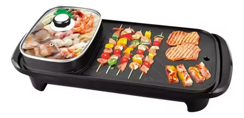 Plancha Asadora Electrica 1360w Parrilla 2 En 1 Negro
