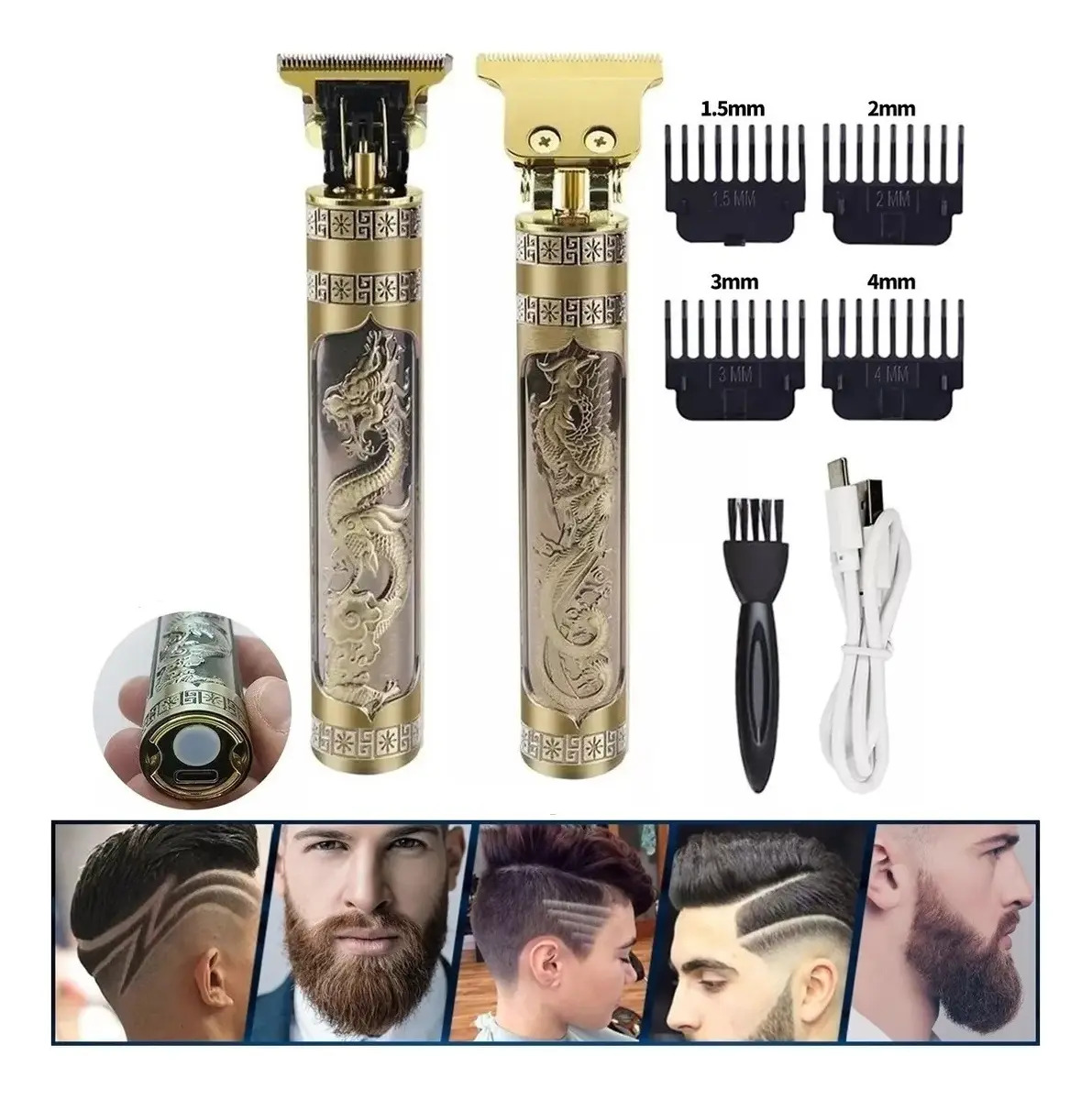 Máquina Cortadora De Cabello Usb Hair Trimmer Pro Dorado