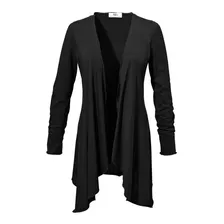 Cardigan Feminino Assimétrico Manga Longa Básico Casaco