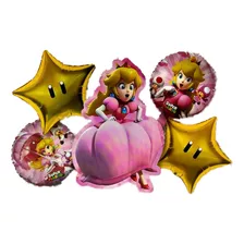 Bouquet Globos Princesa Peach Niña Rosado Mario Bros Juego 