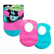 Baberos De Silicona Pack X 2 Rosa Aqua Tommee Tippee Easi-roll