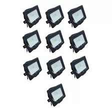 Pack X 10 Proyector Led 10w Nova Reflector Color De La Carcasa Negro Color De La Luz Blanco Frío 220v