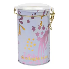 Tarro Grande Flowers Lilac & Blue Almacenador De Té 8 Oz