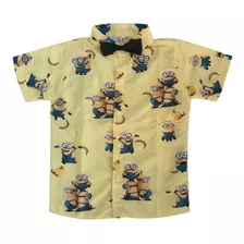 Camisa Infantil Temática Minions Bonecos + Gravata