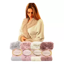 Roupão Plush Luxus Adulto Macio Gola Xale De Plumas Appel