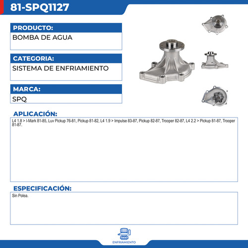 Bomba De Agua Isuzu Pickup 1982-1987 L4 1.9 Foto 7