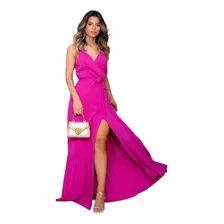 Vestido Feminino Longo De Alcinha Decote Em V