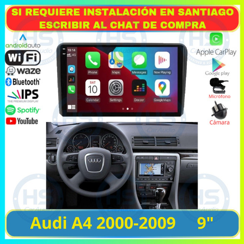 Radio 9 Pulgadas Android Auto Carplay Audi A4 2000-2009 Foto 2