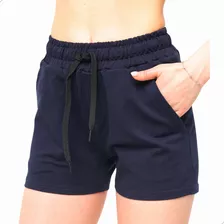 Short Feminino Cintura Alta Bolso Amarra Moda Soltinho Malha