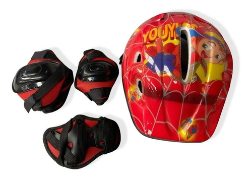 Kit Capacete Cotoveleira Joelheira Infantil Bike Skate Cores