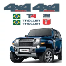 Kit Adesivos Troller T4 3.2 6speed 4x4 Diesel Resinado 2015 2016 2017 2018 2019 Carro Azul Trl035