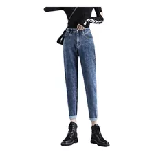 Calça Mom Jeans Feminino Casual Fino Cintura Alta Cropped