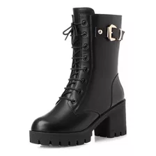 Botas Martin Impermeables Con Plataforma Para Mujer, Negro