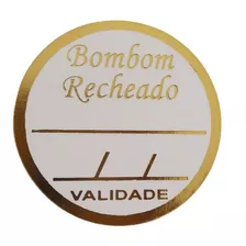 Etiqueta Adesiva Bombom Recheado Com Linha Validade 800 Un. Desenho Impresso Bombom Recheado/validade Cor Dourado