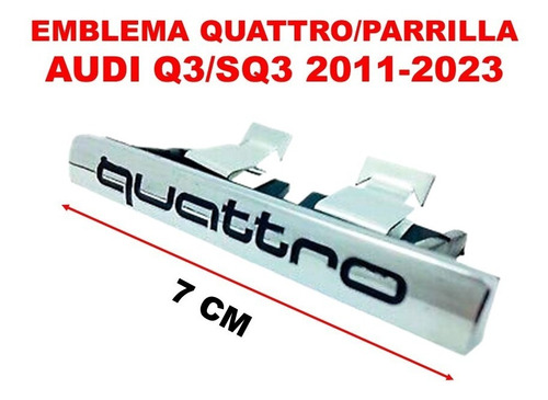 Emblema Quattro/parrilla Audi Q3/sq3 2011-2023 Crom/negro Foto 3