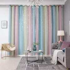 2piezas Cortinas Blackout Para Niños 132x214cm Con Estrellas