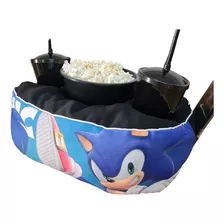 Almofada Com Bolso Porta Pipoca Balde + Copos Sonic 1