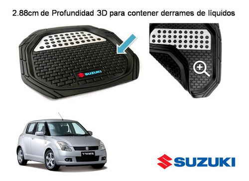 Tapetes 4pz Charola 3d Logo Suzuki Swift 2008 2009 2010 2011 Foto 4