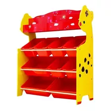 Organizador De Juguetes 9 Cajas Con Revistero Onshine Rojo.