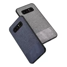 Denim + Leather Case Protector De Piel Para Samsung