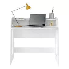 Mesa Escrivaninha Mdf 1 Prateleira Artely Computador Multiuso Home Office Quarto Sala Branco