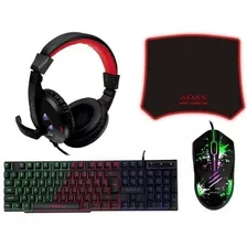 Combo Gamer Led 4 En 1 Teclado Mouse Mousepad Diadema