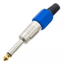 Plug P10 Mono Profissional Metal E Plástico Azul C/ 10 Peças
