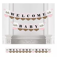 Hola Pequeo Rosa Y Dorado Baby Shower Bunting Banner Nia D