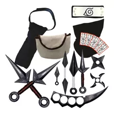 Kit Ninja Minato C/ Bandana + 2 Kunais + 11 Pçs Naruto Geek