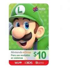 Gift Card Nintendo Tarjeta 10 Código Switch Recargas E-shop