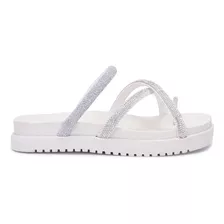 Sandália Feminina Papete Flat Birken Brilho Strass Da Gts