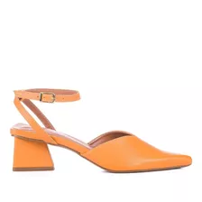 Scarpin Feminino Salto Bloco Geométrico Linha Confort Luxo