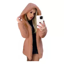  Casaco Max Teddy Forrado Capuz Sobretudo Feminino Sherpa 